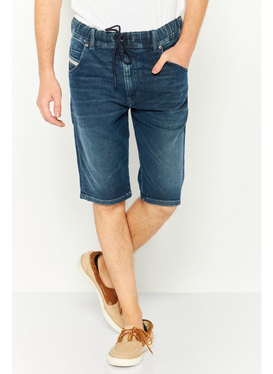 Men Washed Denim Shorts, Blue
