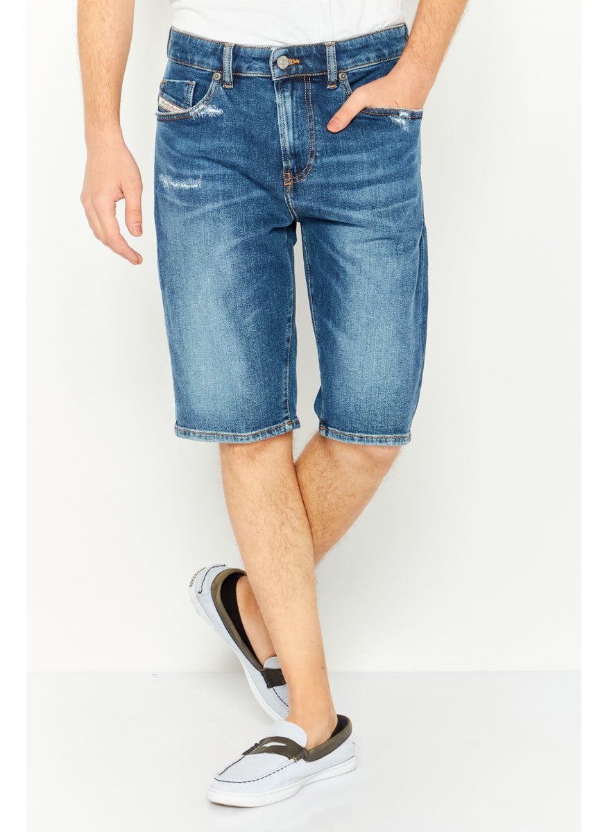 Men Wash Denim Shorts, Navy