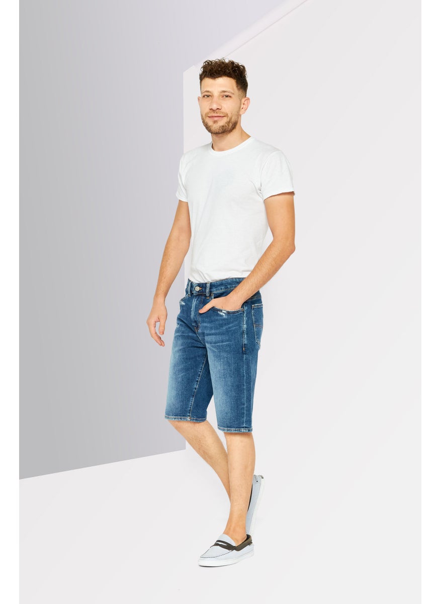 Men Wash Denim Shorts, Navy