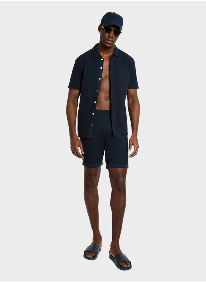 Plain Regular Fit Premium Cotton Shorts