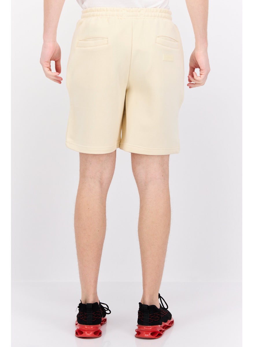 Men Brand Logo Basic Shorts, Beige