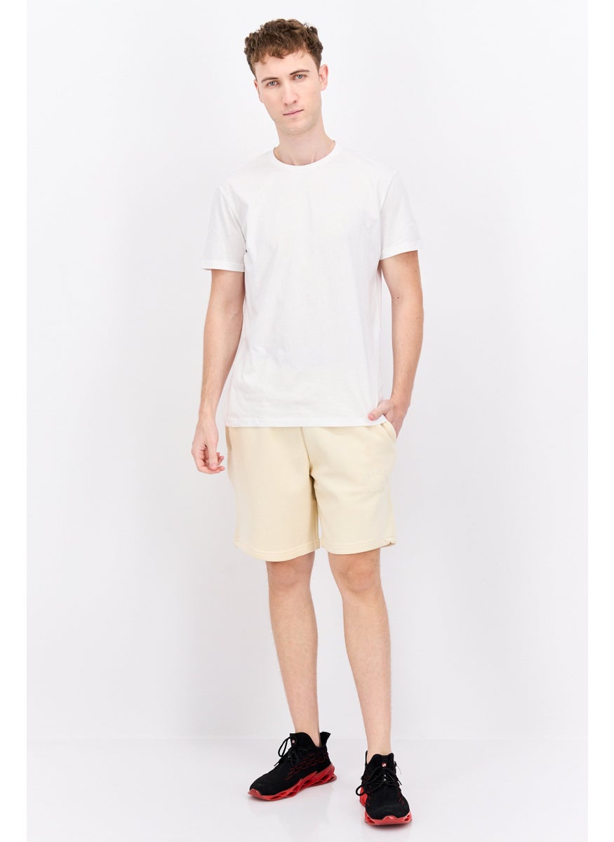 Men Brand Logo Basic Shorts, Beige