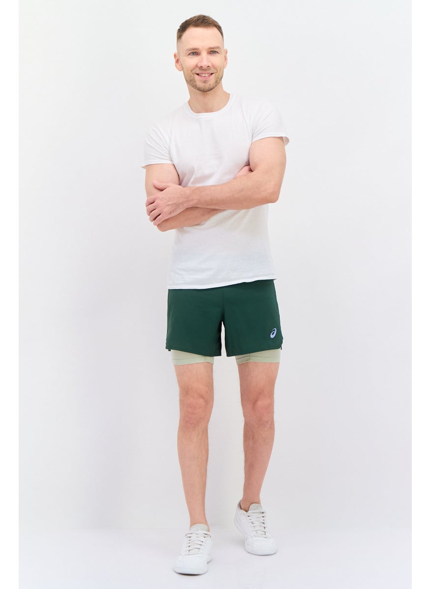 Men Sportswear Fit Brand Logo Running Shorts, Green