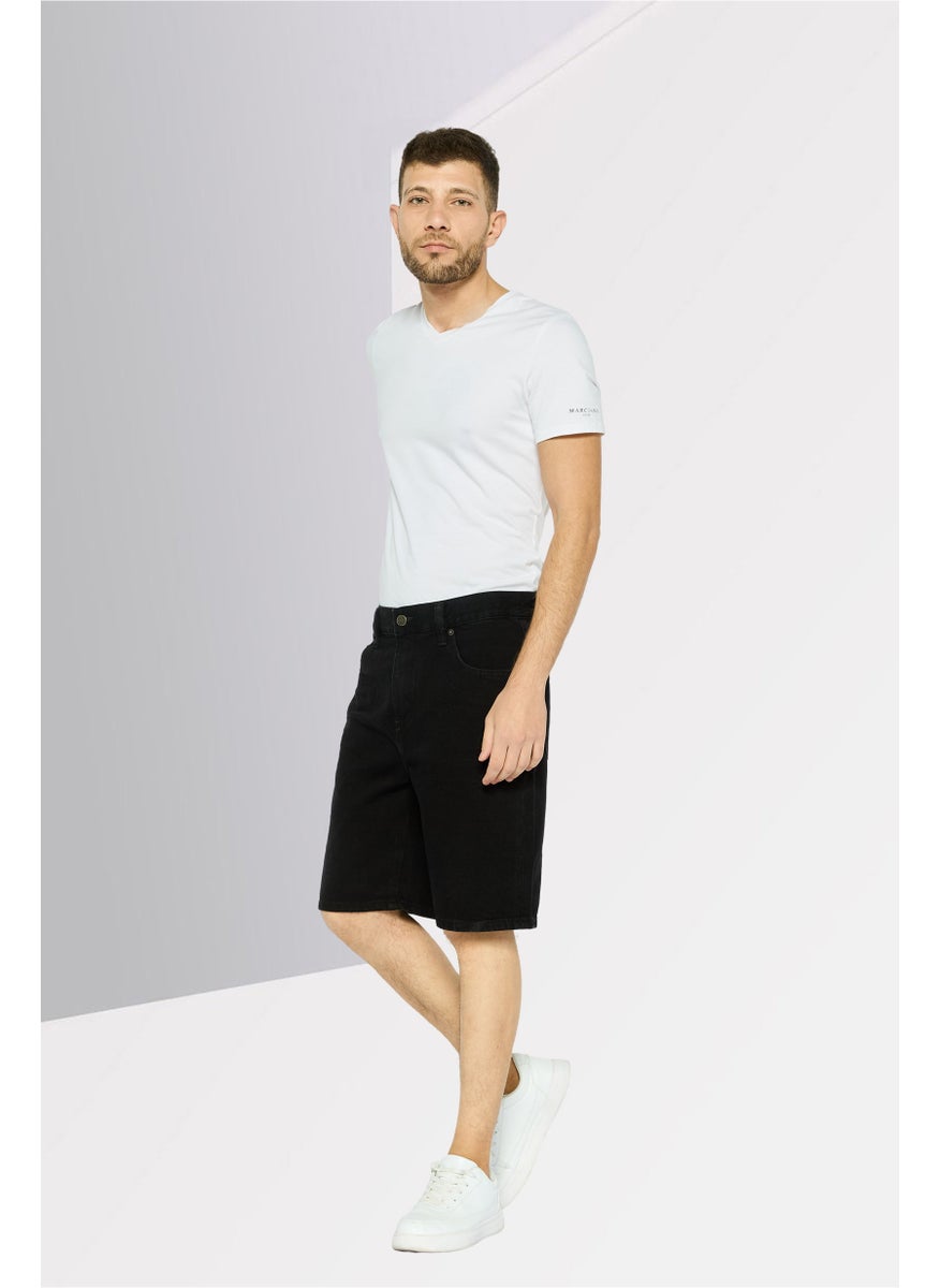 Men D-Strukt Plain Denim Shorts, Black