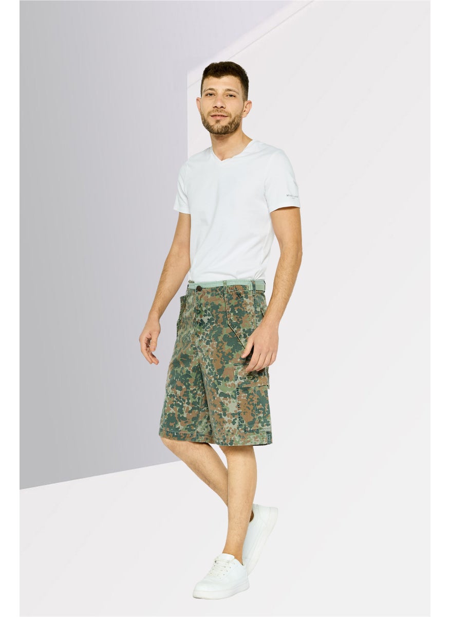 Men Camouflage Cargo Shorts, Army Green