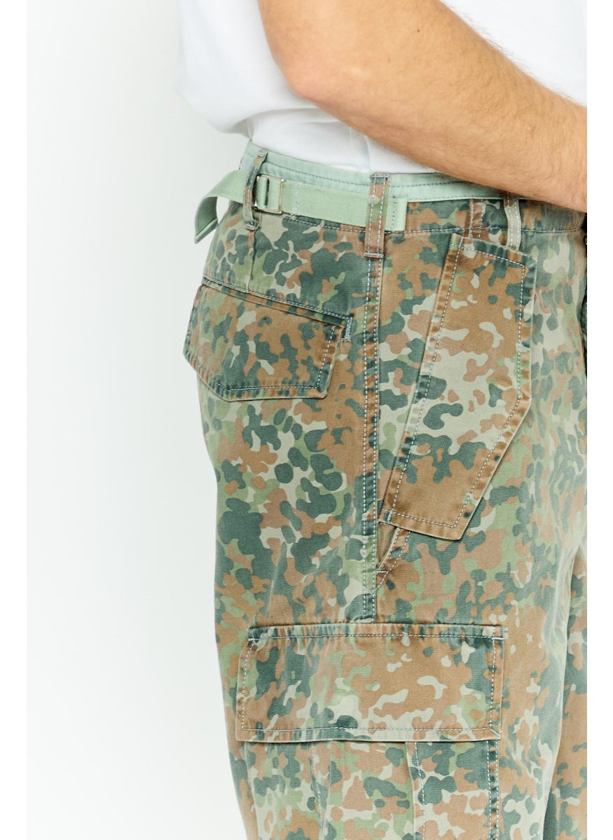 Men Camouflage Cargo Shorts, Army Green
