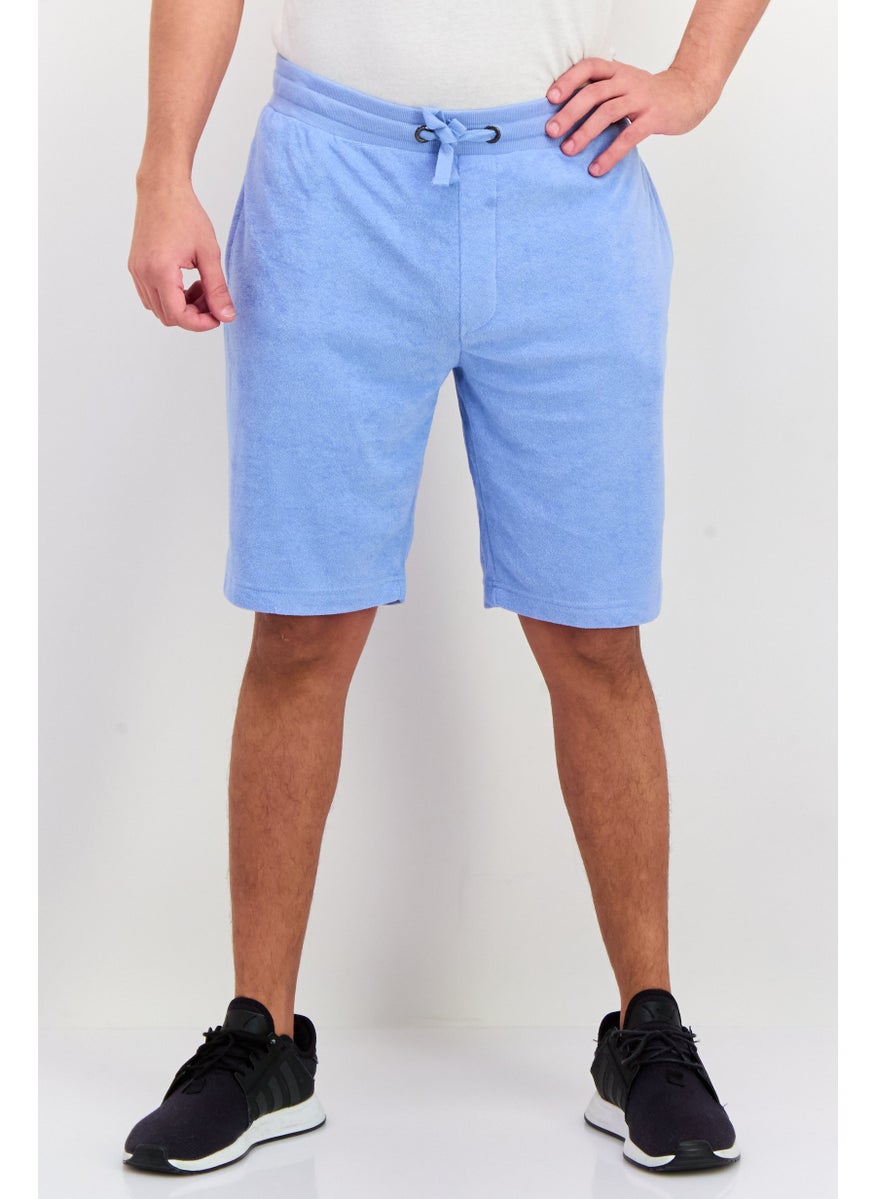Men Drawstring Basic Shorts, Blue