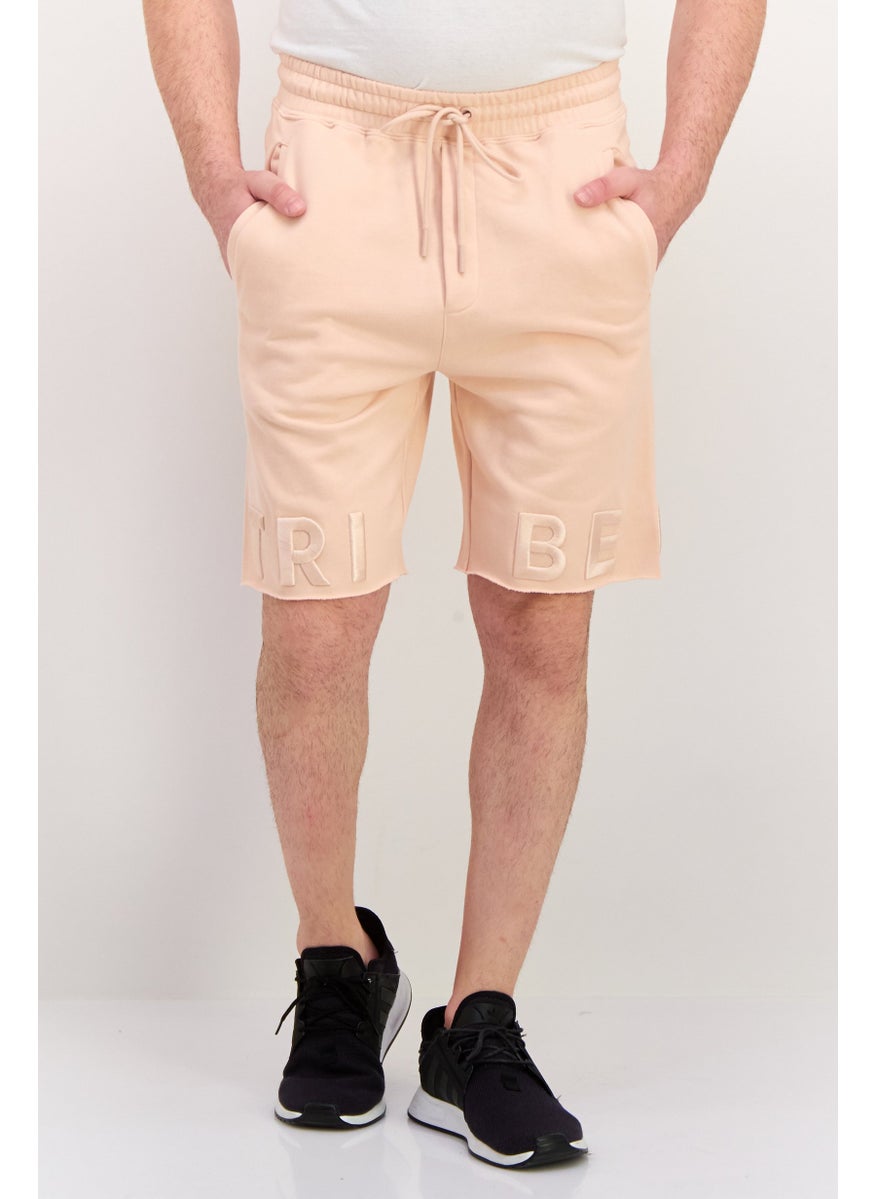 Men Embroidered Logo Basic Shorts, Pink