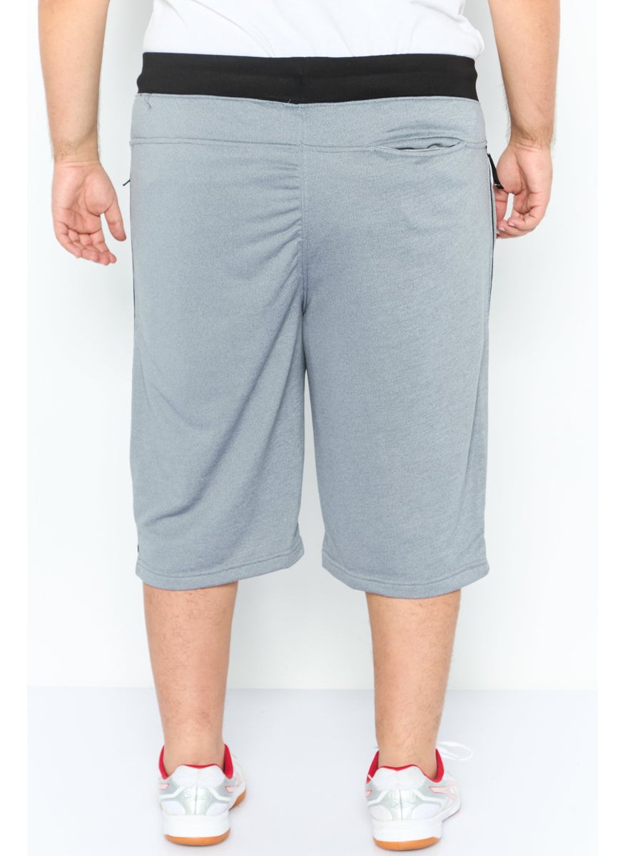 Men Sportswear Fit Drawstring Brand Logo Short, Grey