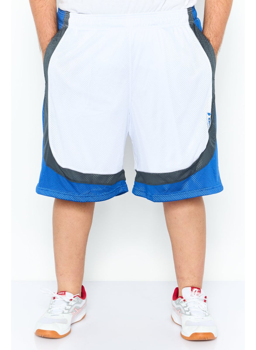 Men Sportswear Fit Brand Logo Short, White Combo