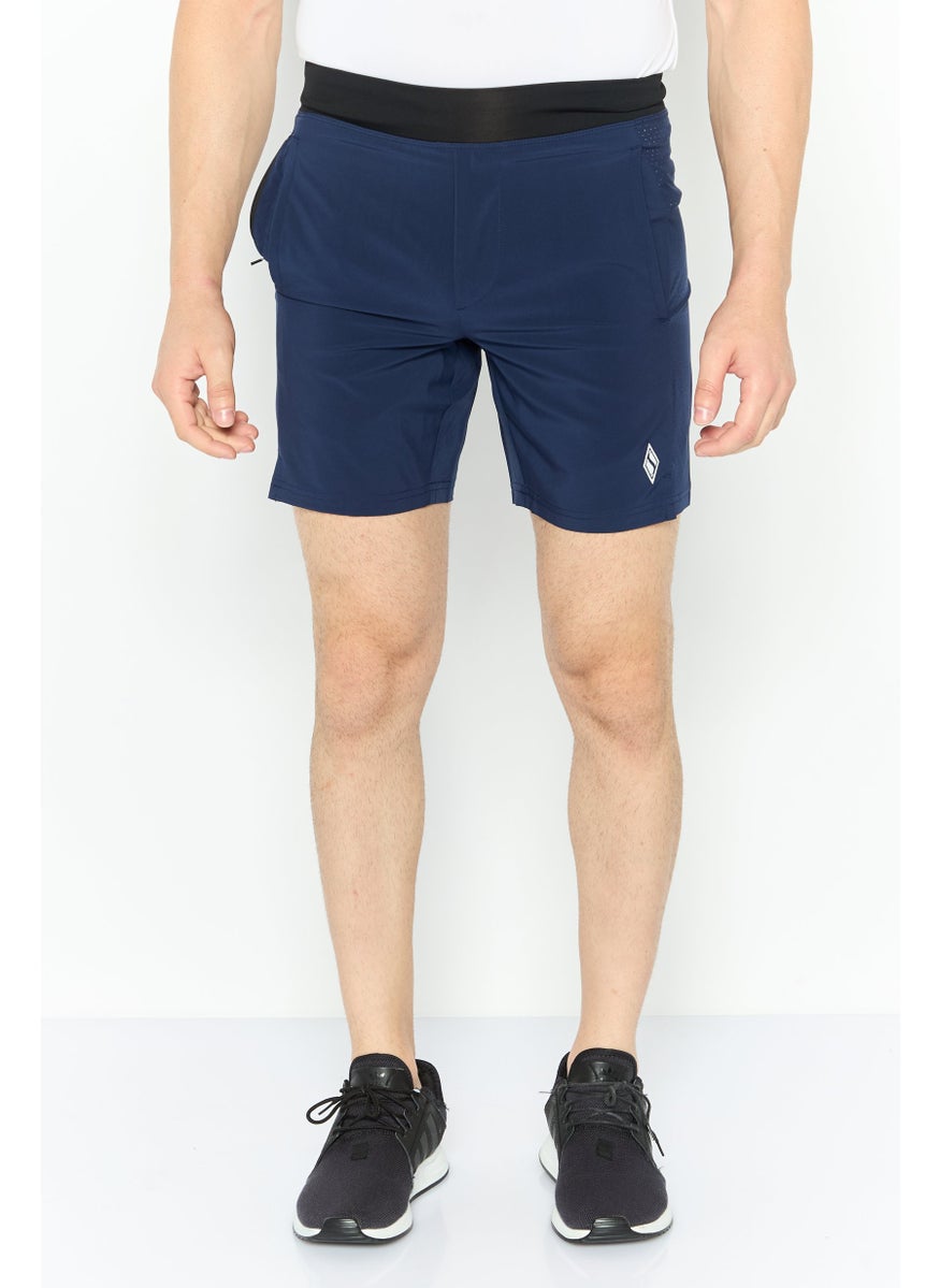 Men Sportswear Fit 7 Inseam Training Shorts, Navy Blue
