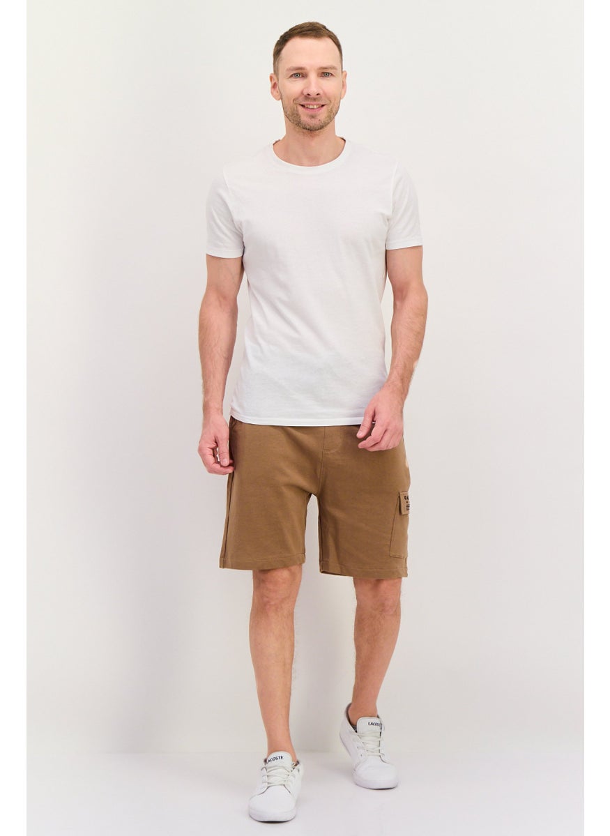 Men Drawstring Side Pocket Basic Shorts, Brown