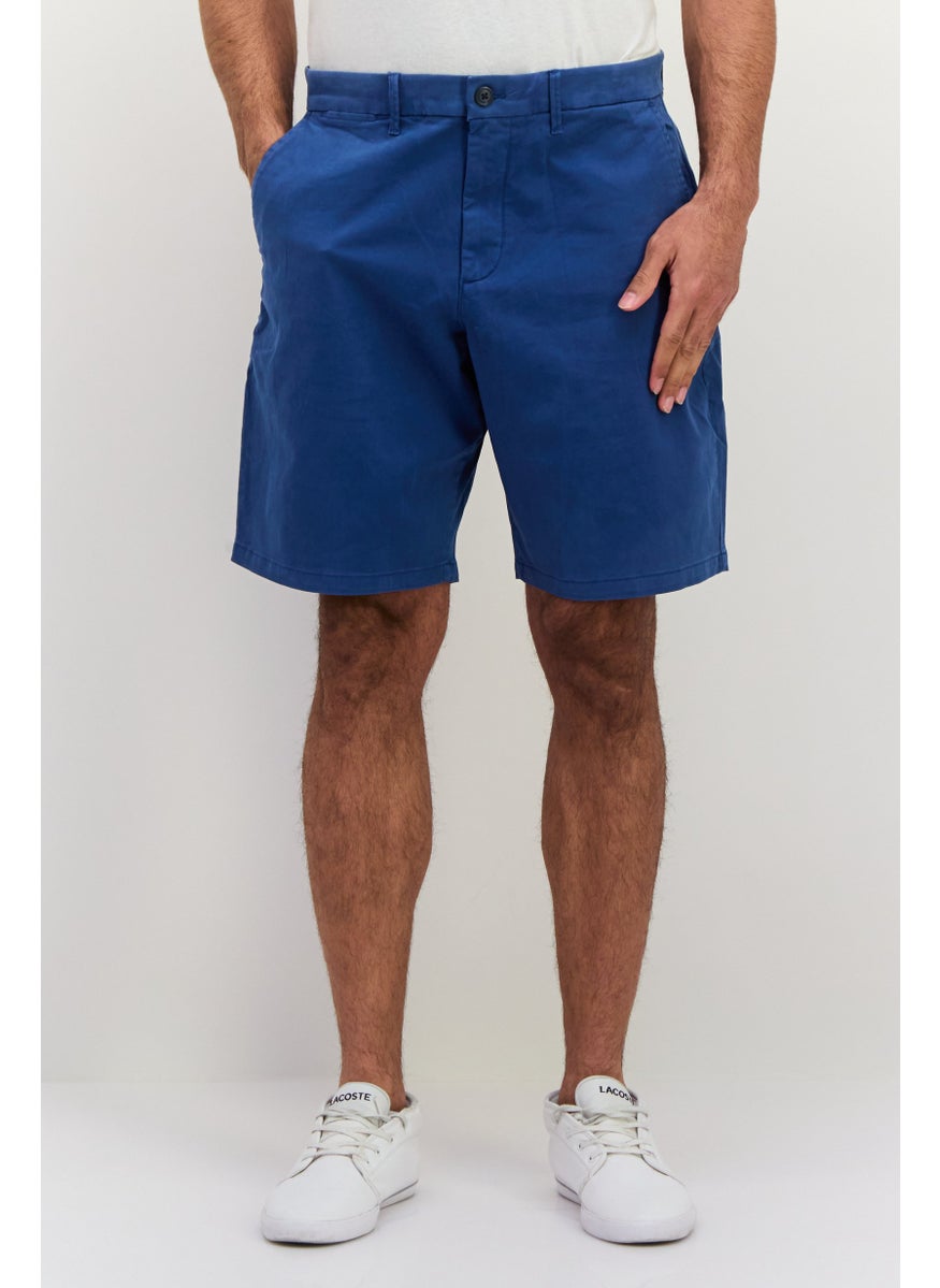Men 10 Inseam  Plain Chino Shorts, Blue