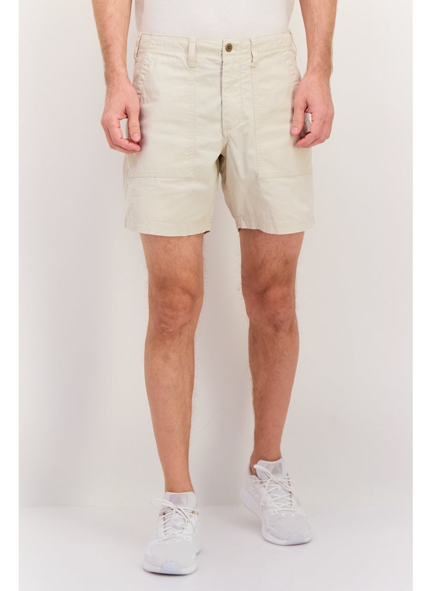 Men Solid Basic Shorts Beige