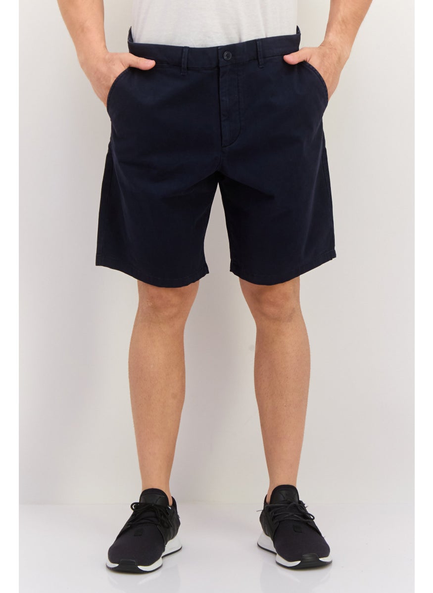 Men Solid Chino Shorts, Navy