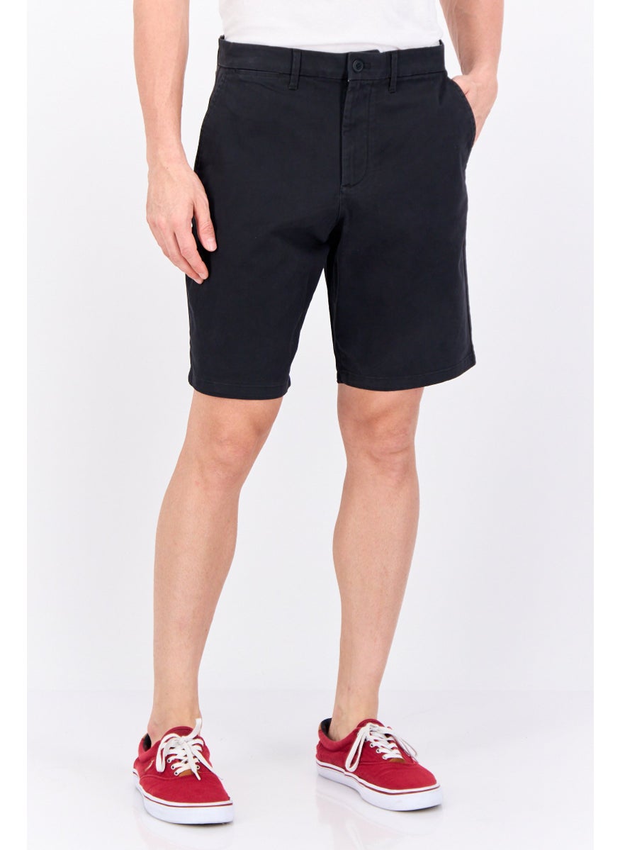 Men Solid 10 Inseam Chino Shorts, Black