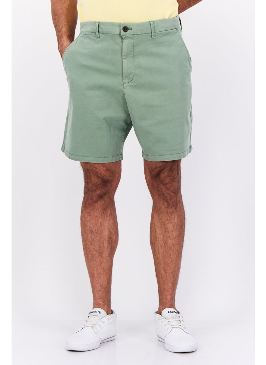 Men Plain 8 Inches Basic Shorts, Sage Green