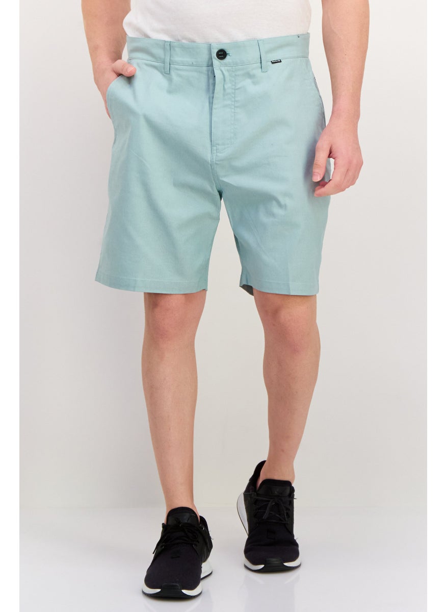 Men Embroidered 8 Inseam Chino Shorts, Mint Green