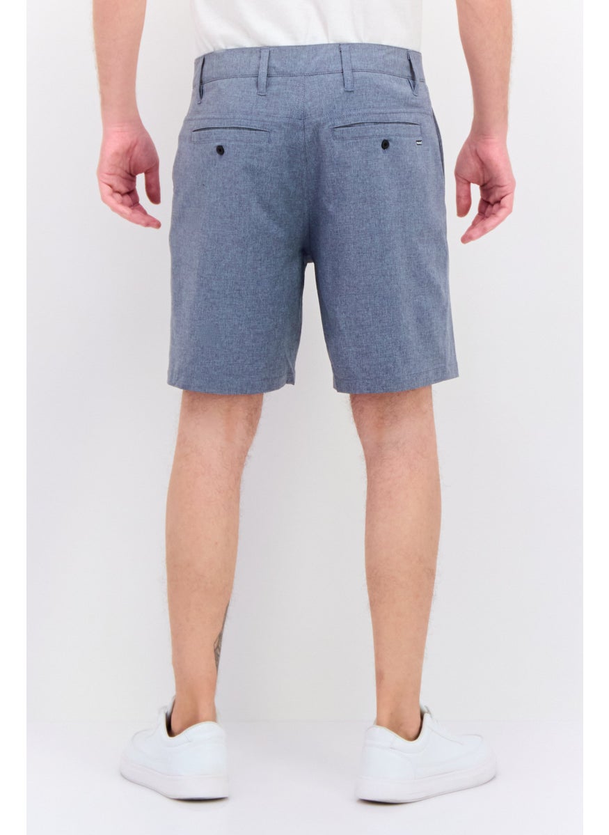 Men Embroidered Logo 20 Inseam Chino Shorts, Blue Hybrid