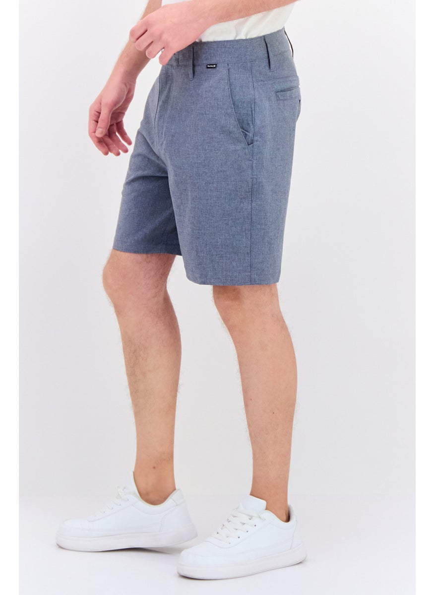 Men Embroidered Logo 20 Inseam Chino Shorts, Blue Hybrid