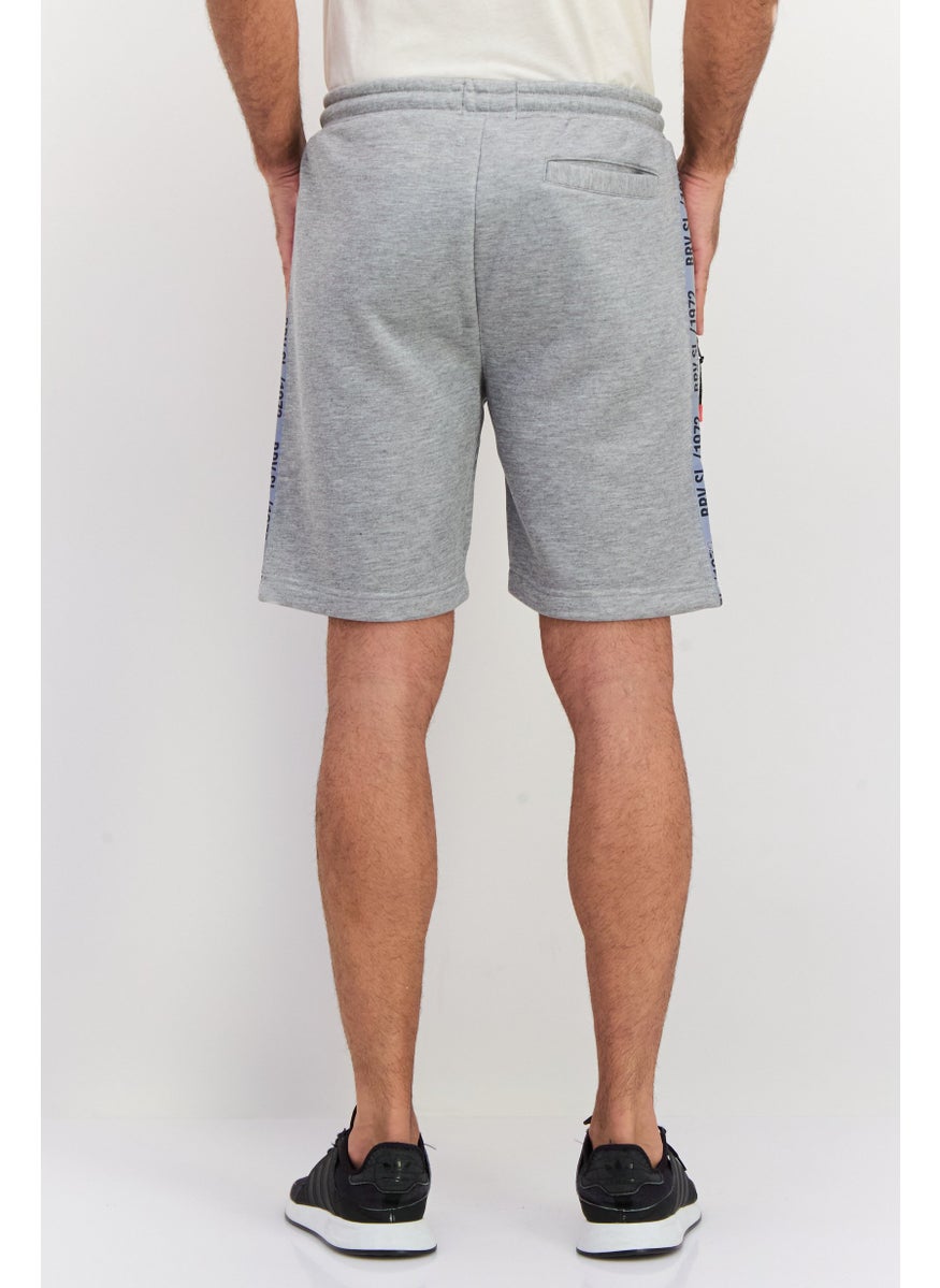 Men Brand Logo Basic Shorts, Grey