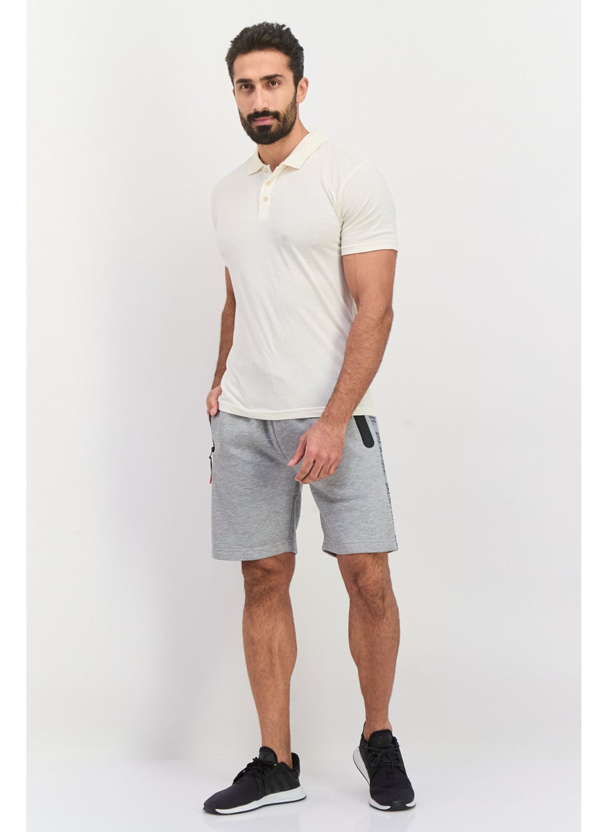 Men Brand Logo Basic Shorts, Grey