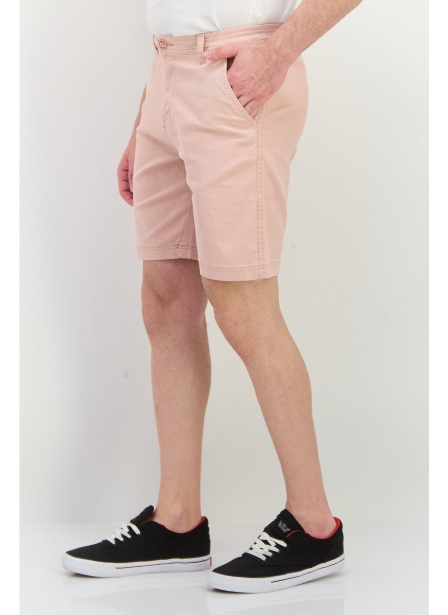 Men Regular Fit Plain Chino Shorts, Pink
