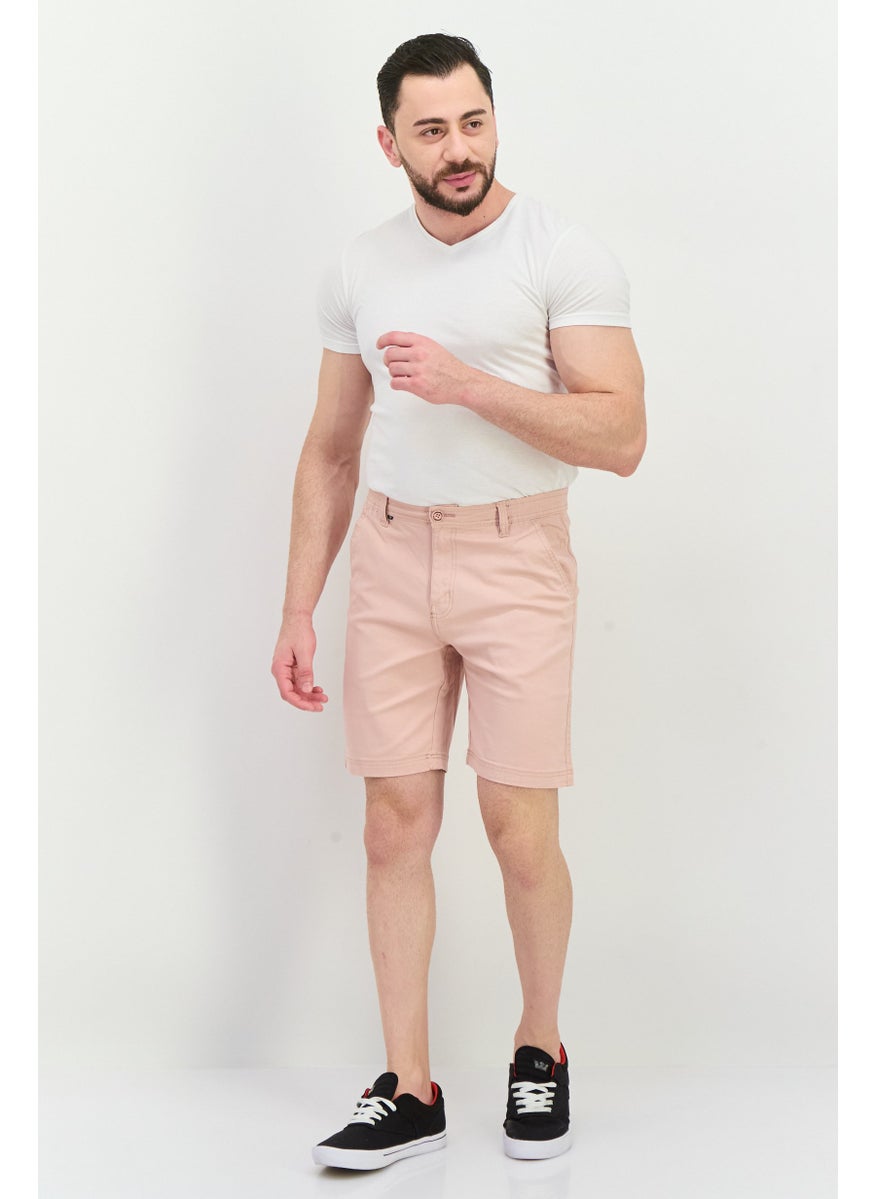 Men Regular Fit Plain Chino Shorts, Pink