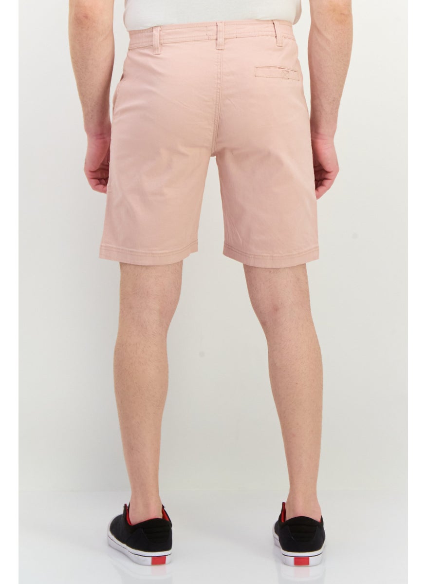 Men Regular Fit Plain Chino Shorts, Pink