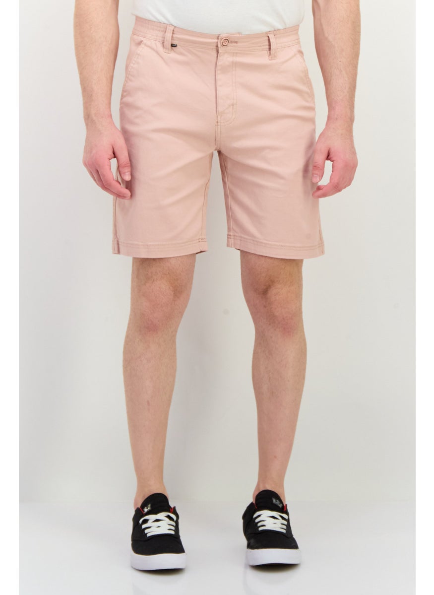 Men Regular Fit Plain Chino Shorts, Pink