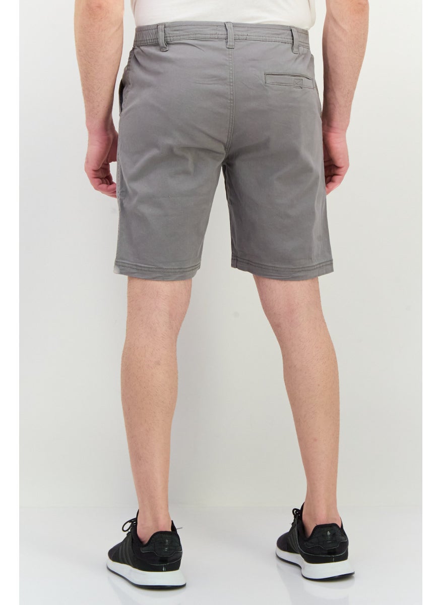 Men Regular Fit Plain Chino Shorts, Grey