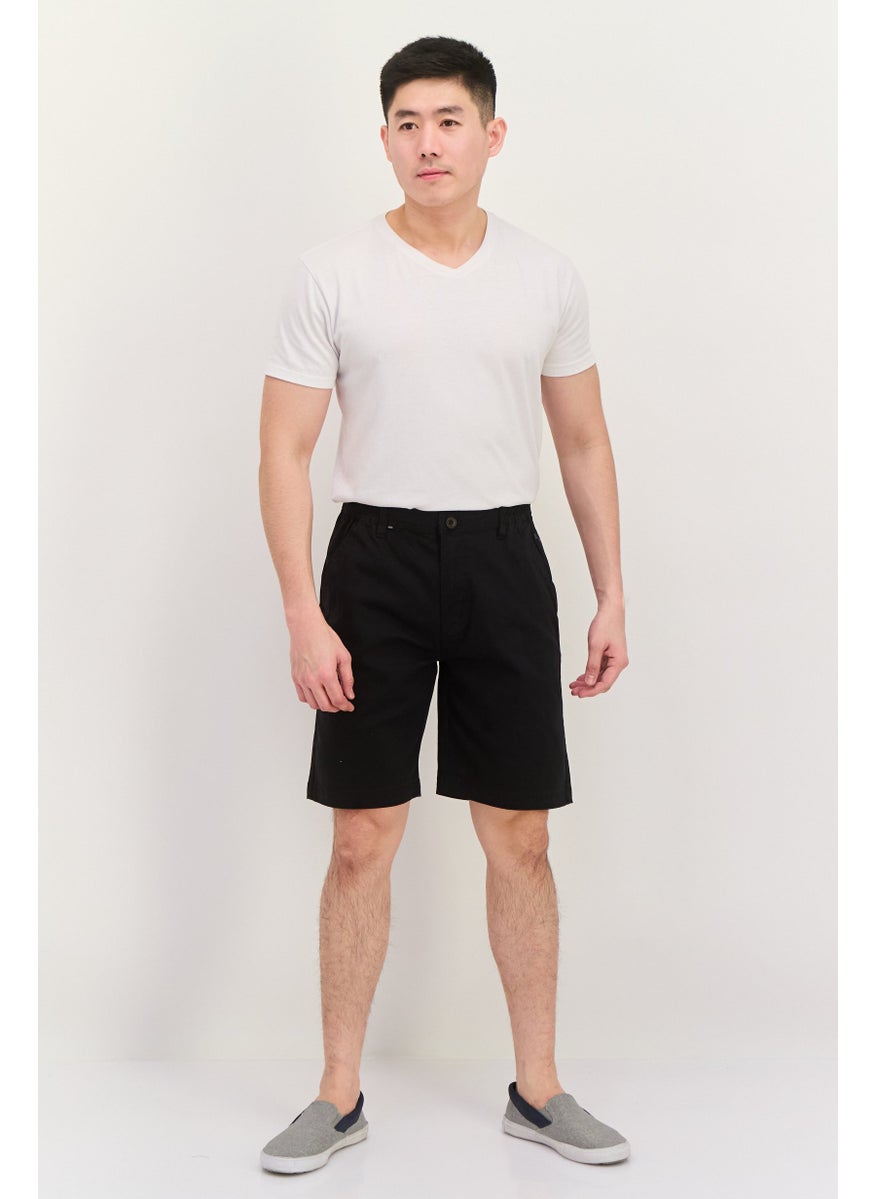 Men Brand Logo Basic Shorts, Black