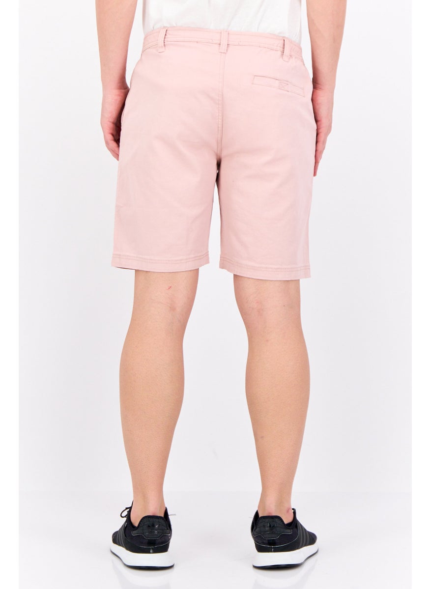 Men Solid Basic Short, Light Pink