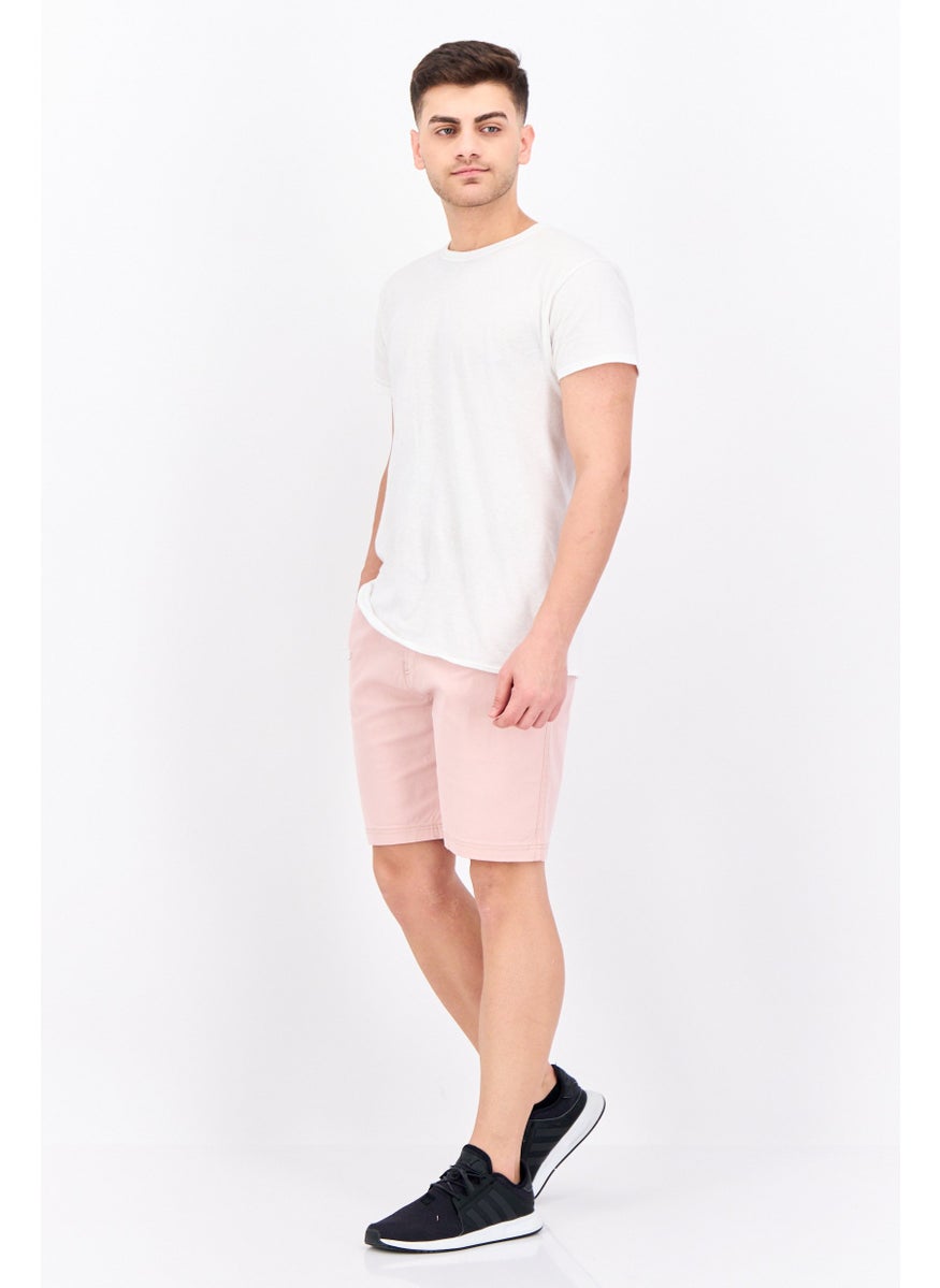 Men Solid Basic Short, Light Pink