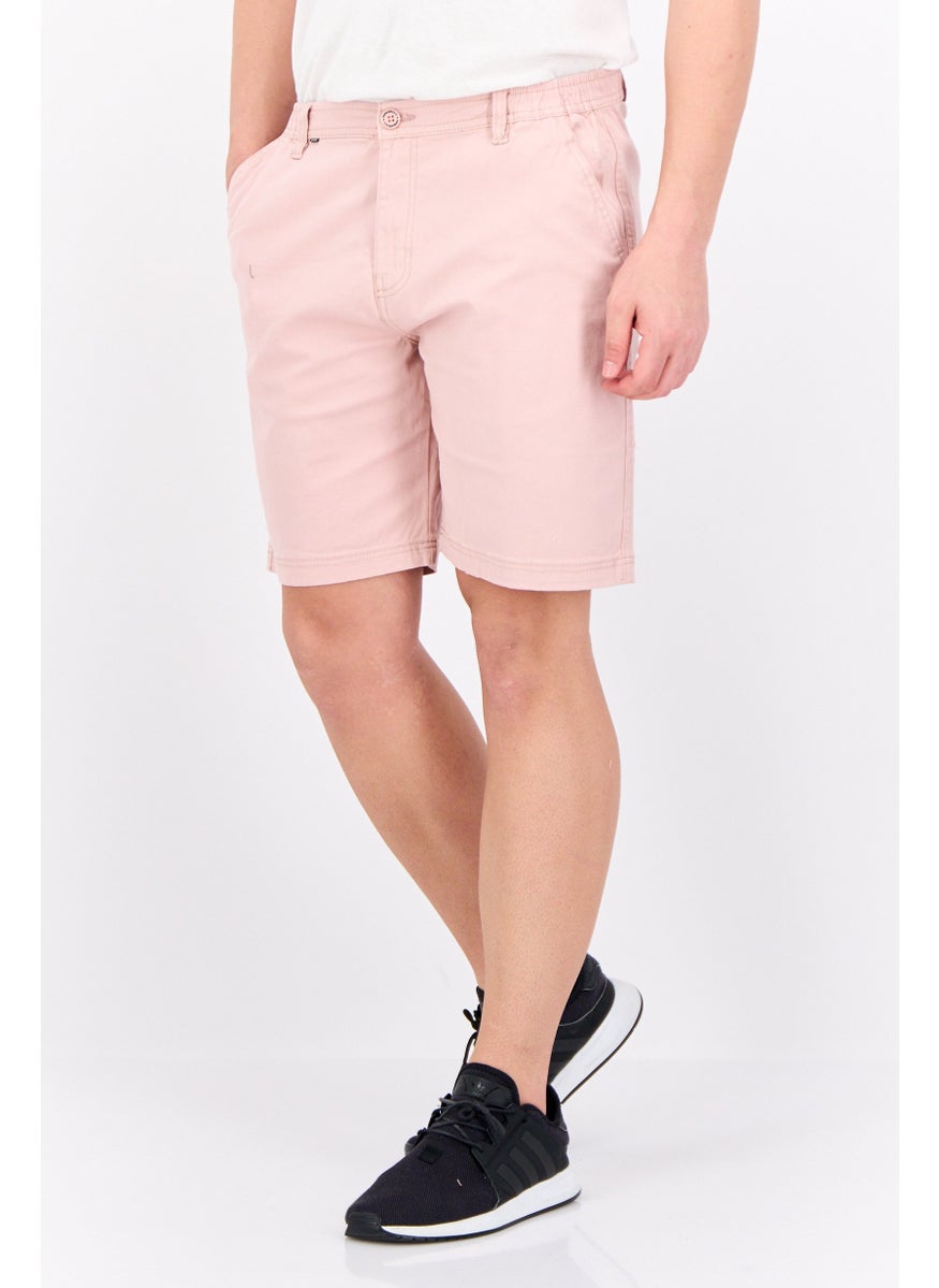Men Solid Basic Short, Light Pink