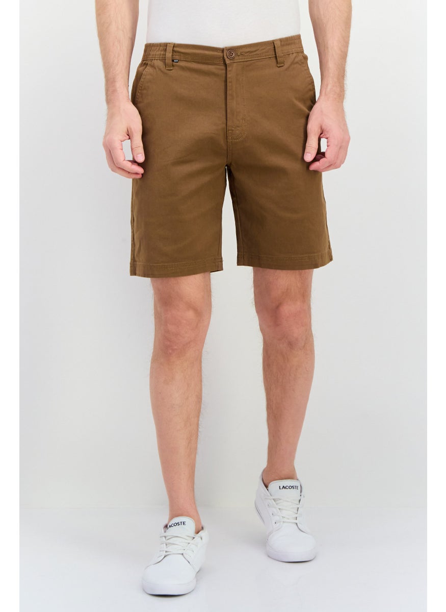 Men Plain Basic Shorts, Brown