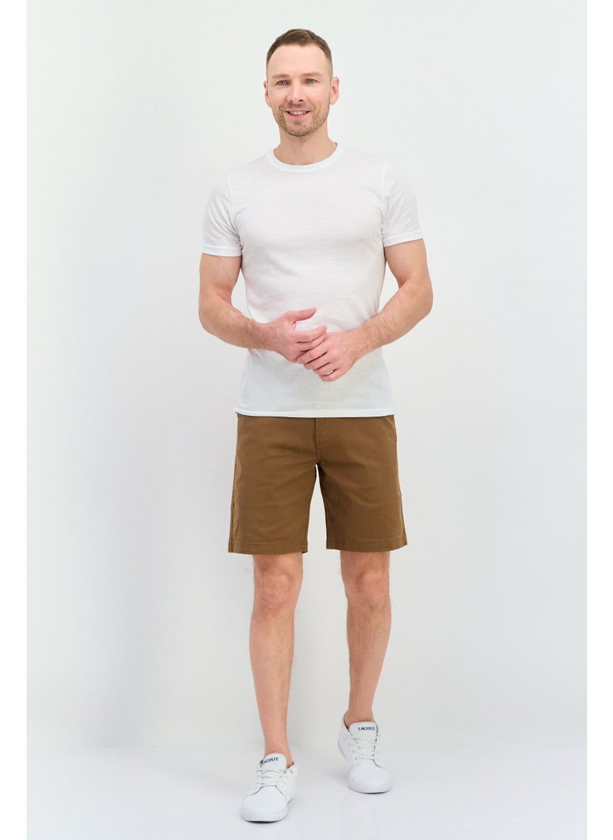 Men Plain Basic Shorts, Brown