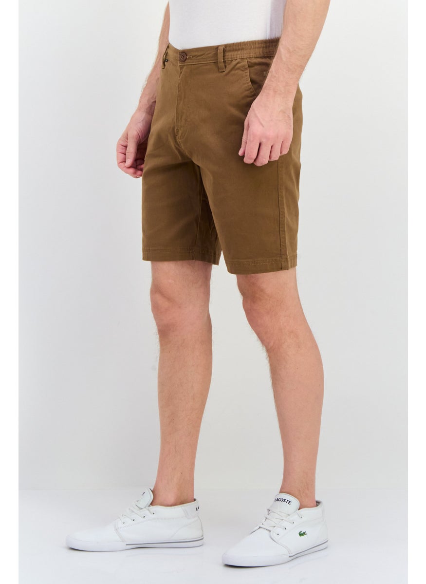 Men Plain Basic Shorts, Brown