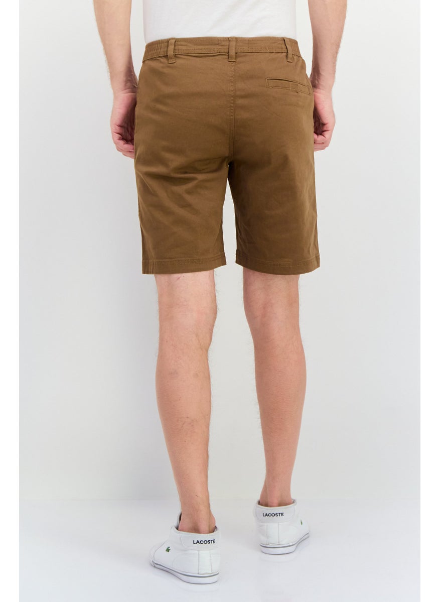Men Plain Basic Shorts, Brown