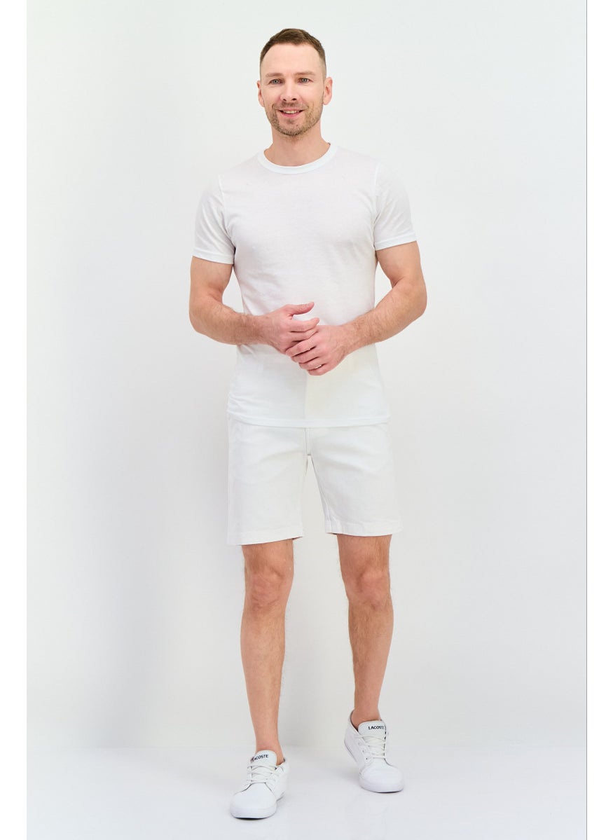 Men Brand Logo Denim Shorts, White