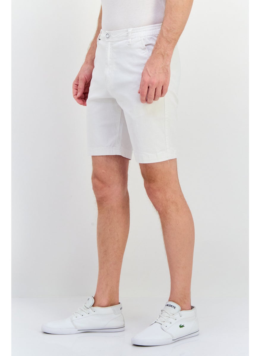 Men Brand Logo Denim Shorts, White