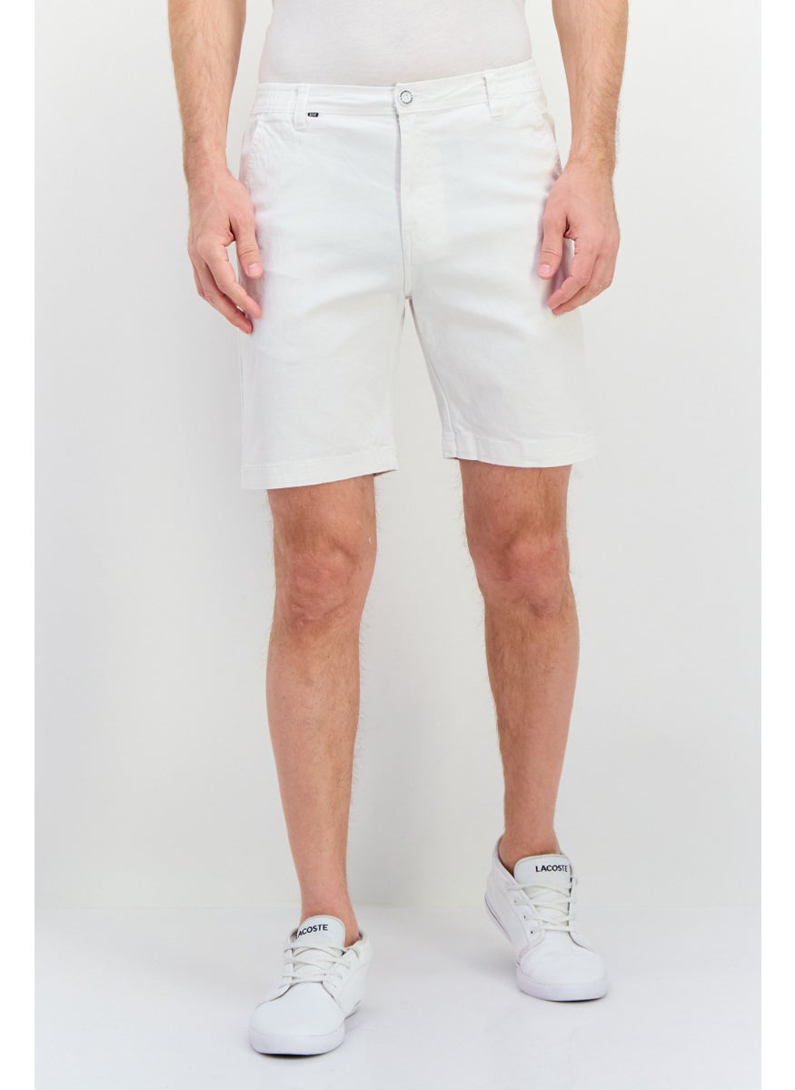 Men Brand Logo Denim Shorts, White