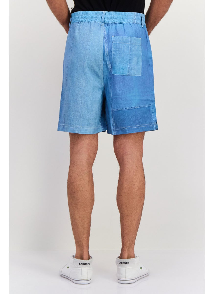 Men Solid Light Denim Short, Blue