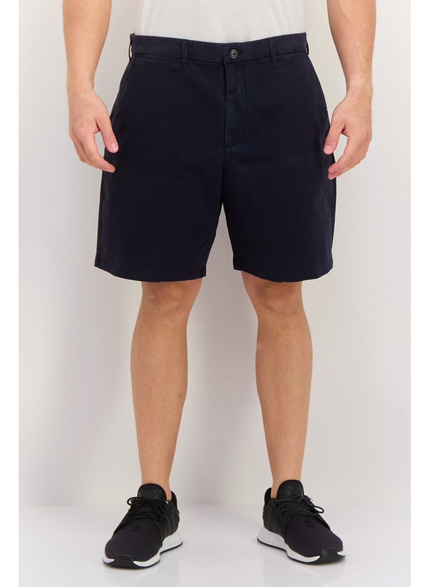 Men Plain 8 Inches Basic Shorts, Navy