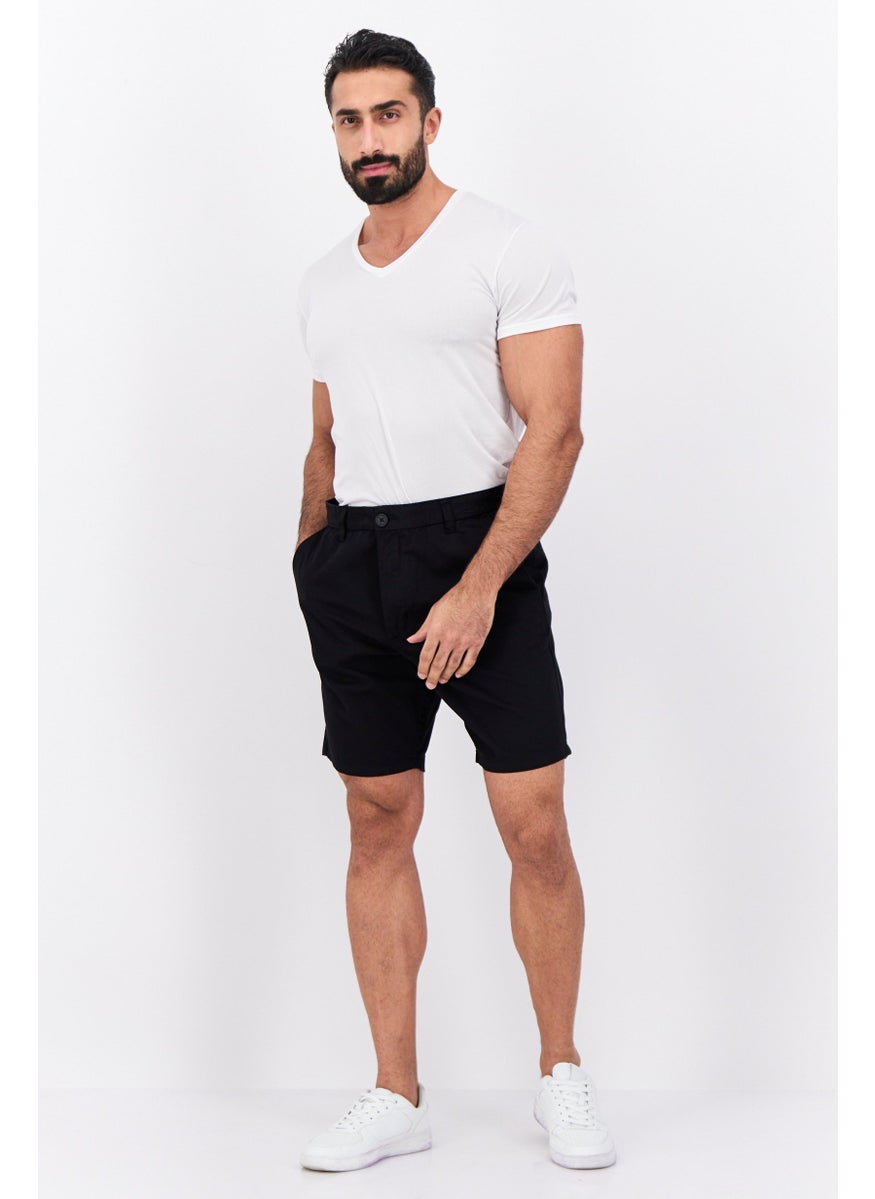 Men Solid Chino Shorts, Black