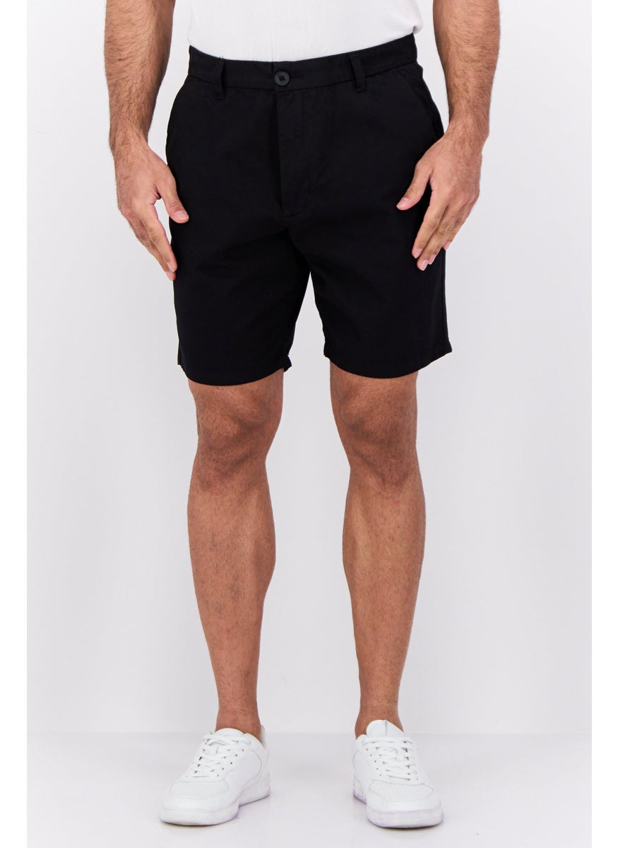 Men Solid Chino Shorts, Black