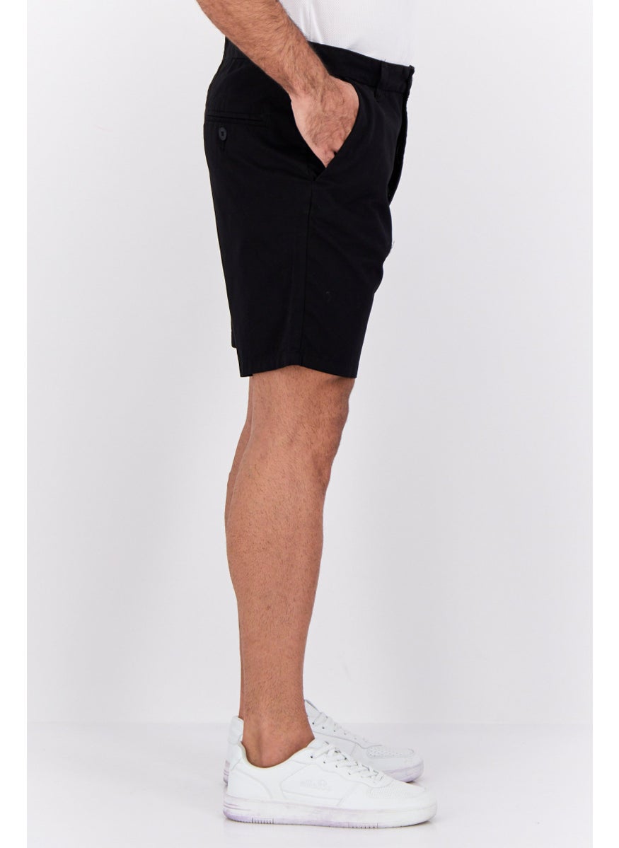 Men Solid Chino Shorts, Black