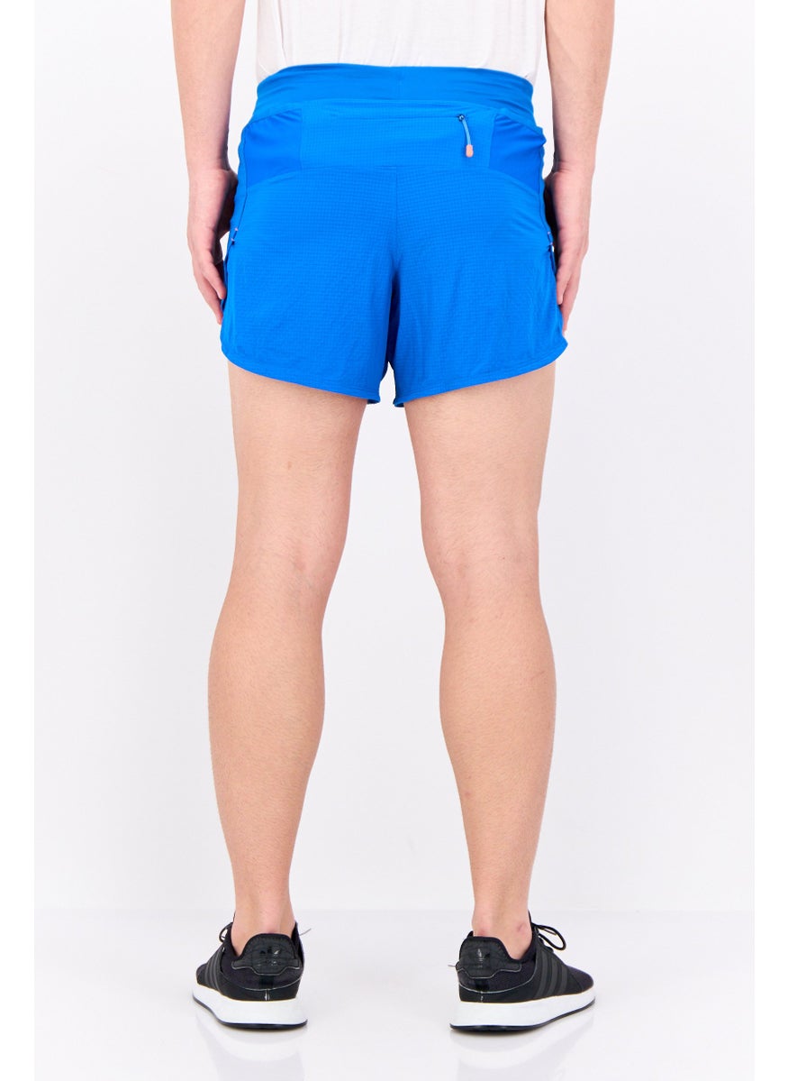 Men Fitted Brand Logo Training Shorts, Blue