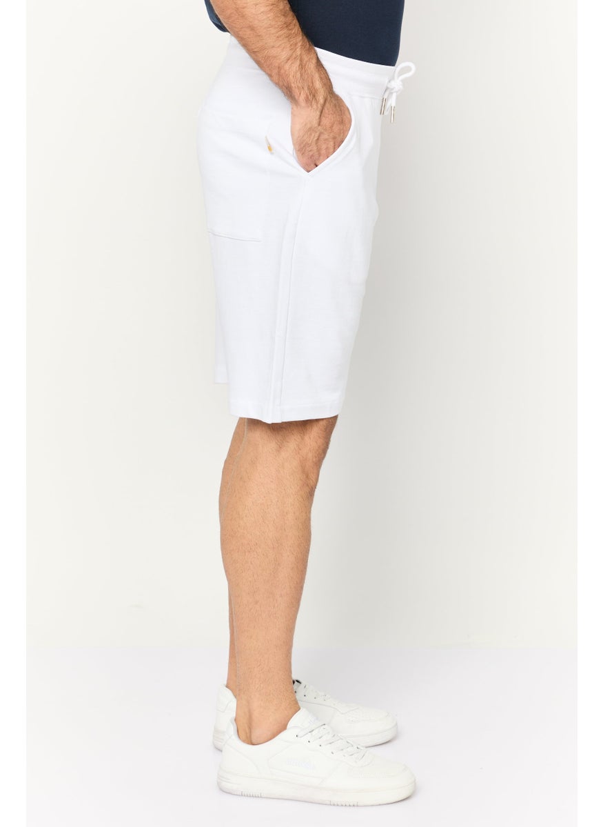 Men Brand Logo Cargo Shorts, White