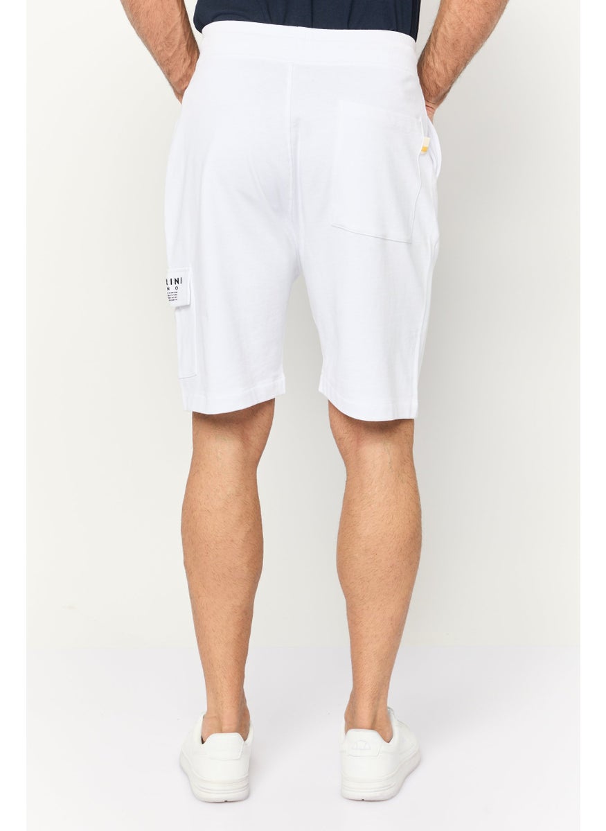 Men Brand Logo Cargo Shorts, White